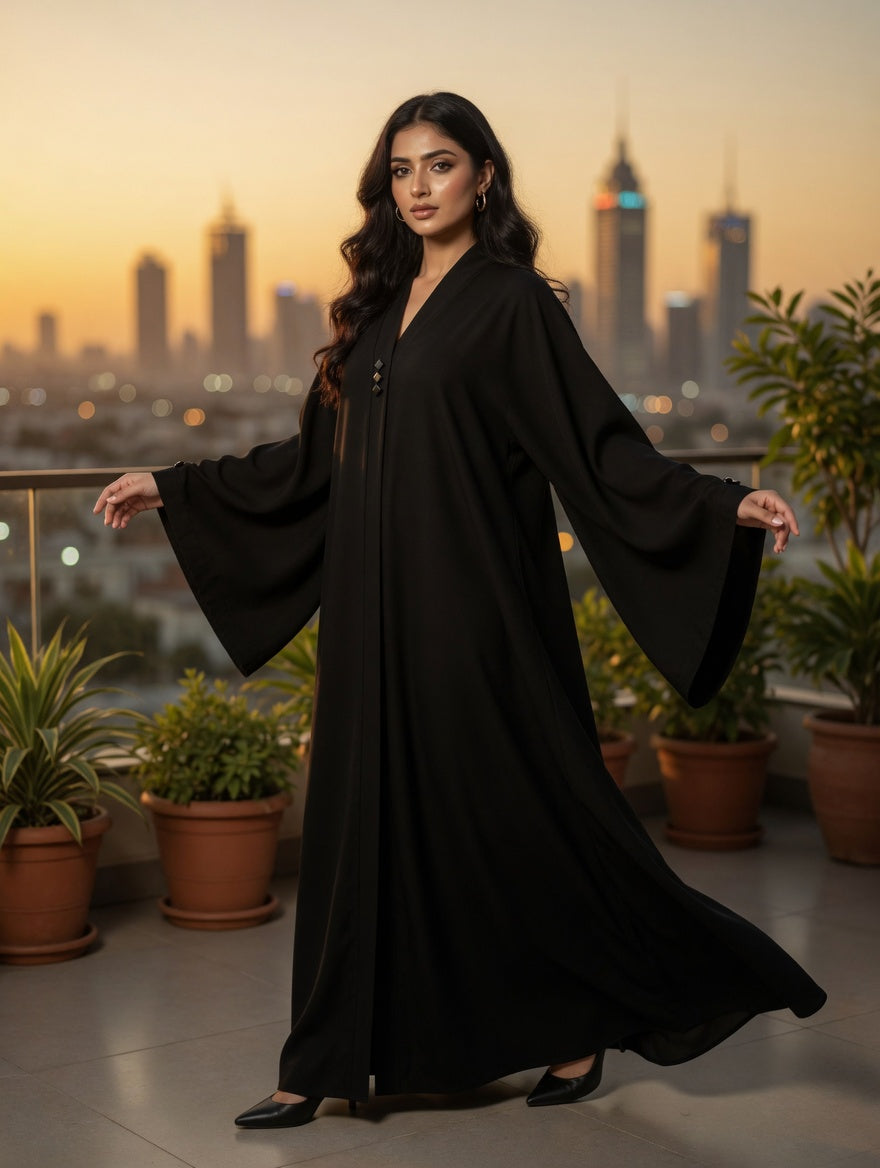 The Noir Diamond Crepe Abaya