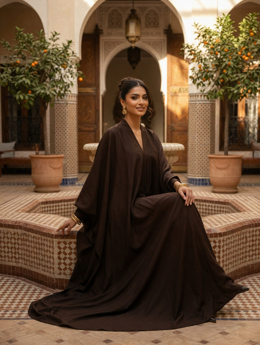 The Espresso Noir Batwing Kaftan Abaya