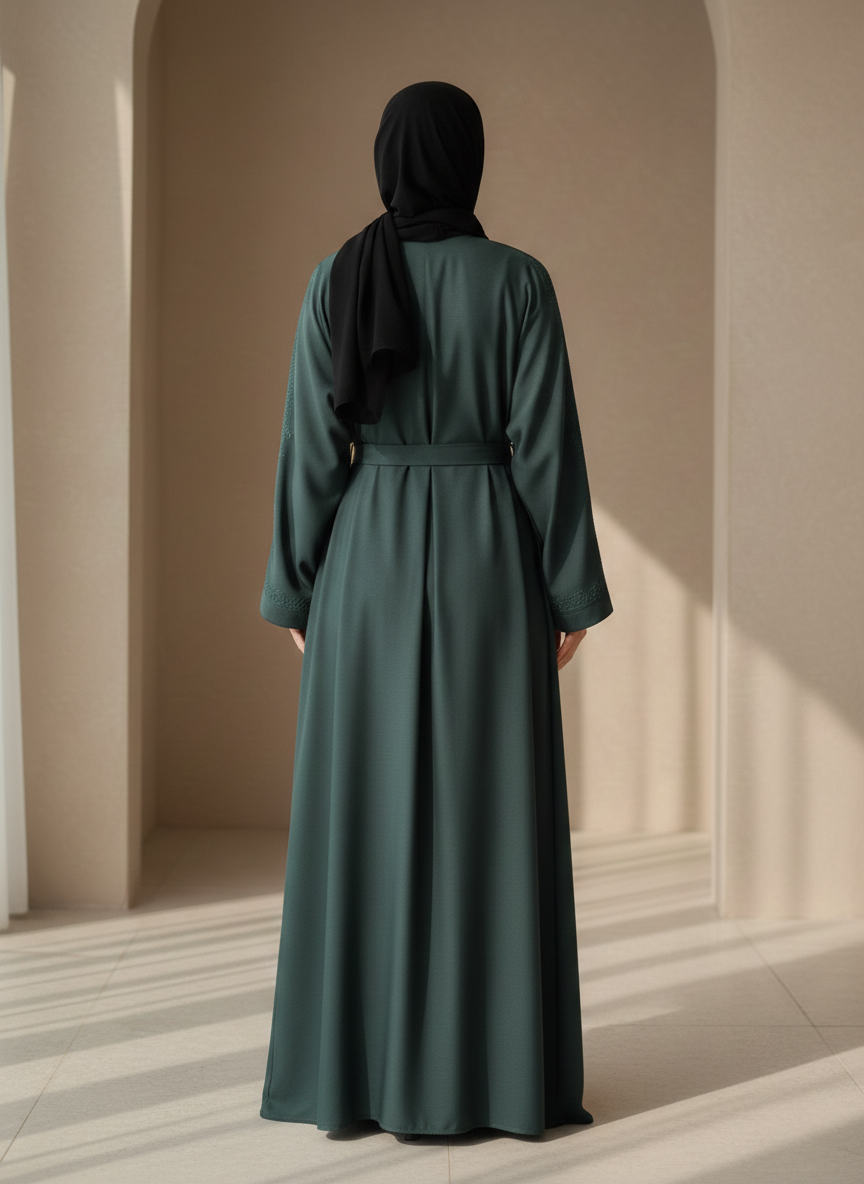The Emerald Noor Embellished Abaya  + Hijab