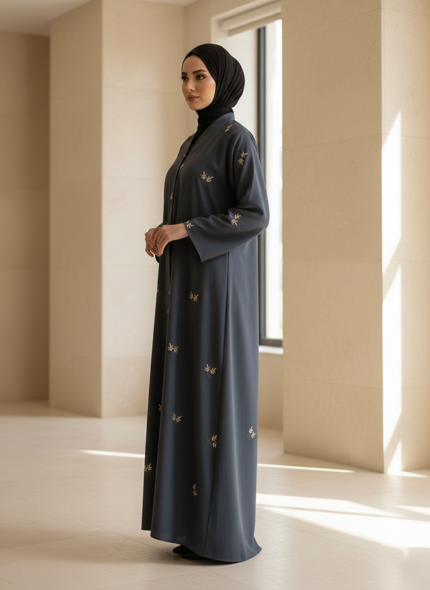 The Midnight Sage Botanical Abaya