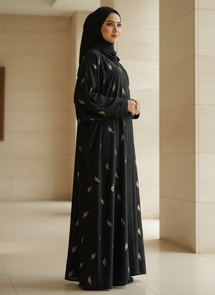 The Foliage Leaf Embroidered Abaya