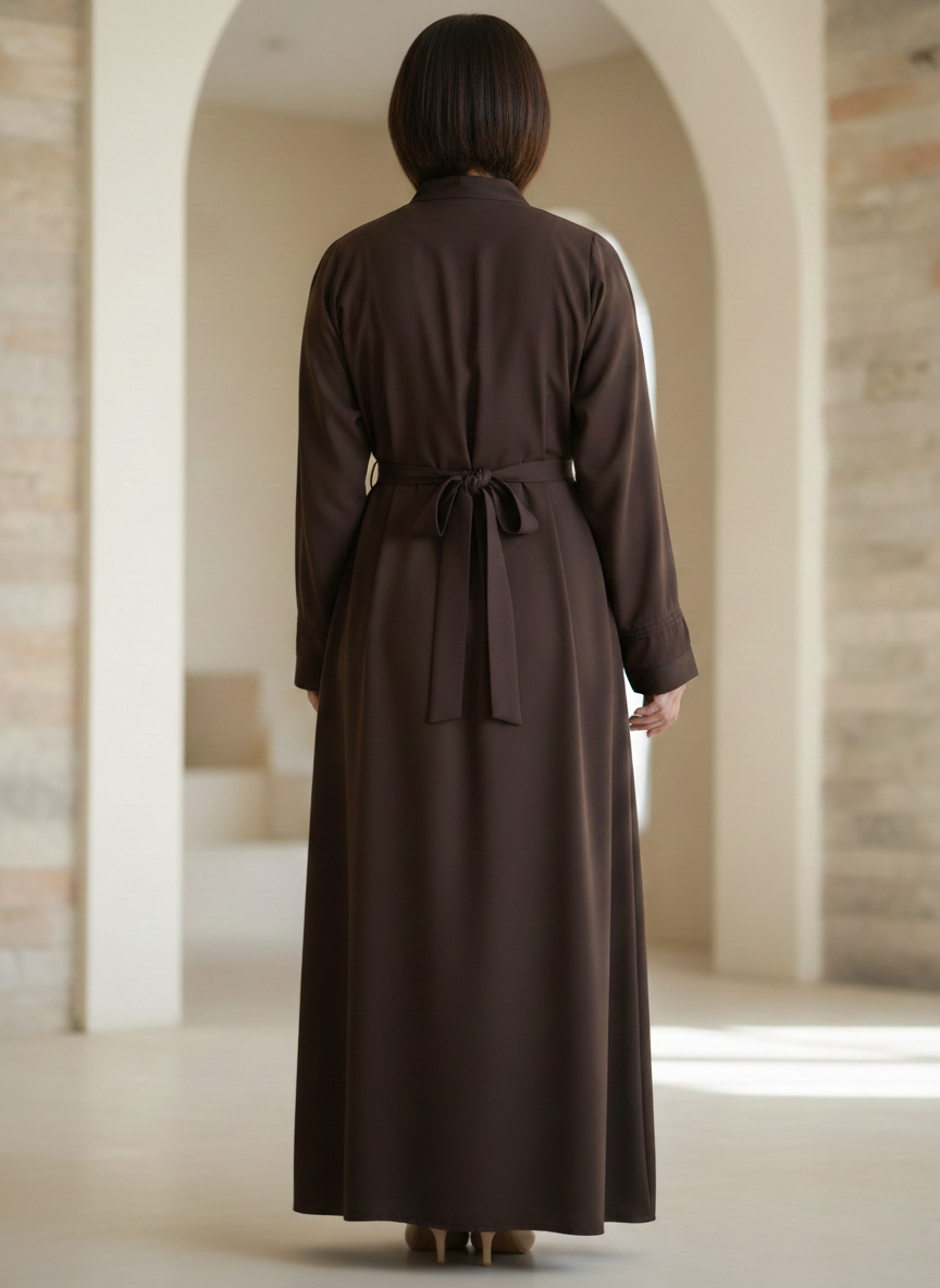 The Espresso Tassel Pleated Abaya