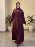 The Deep Garnet Pleated Tassel Abaya