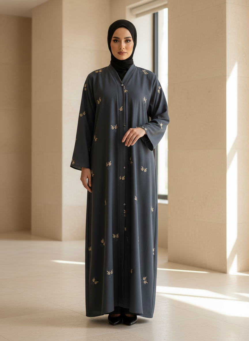 The Midnight Sage Botanical Abaya
