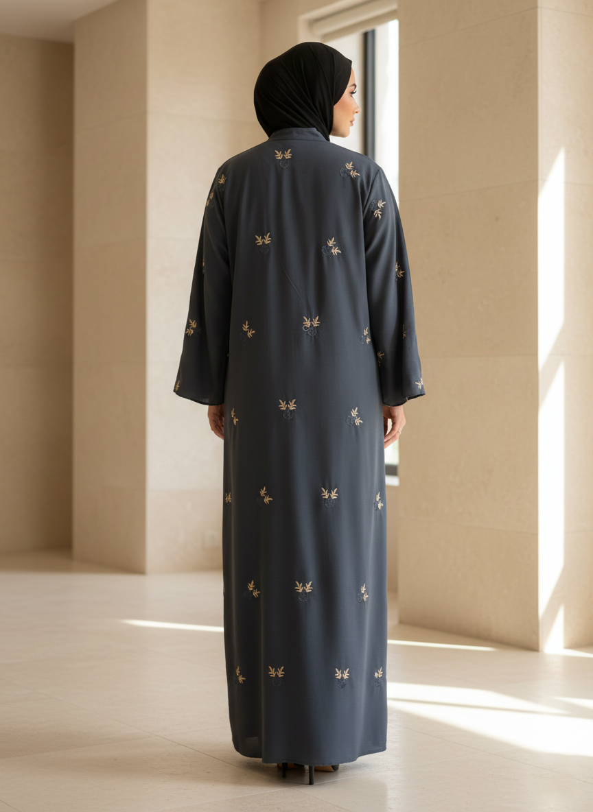 The Midnight Sage Botanical Abaya