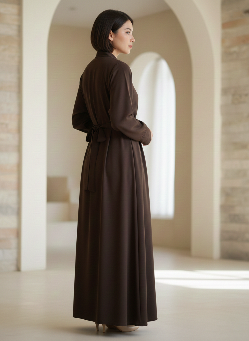 The Espresso Tassel Pleated Abaya