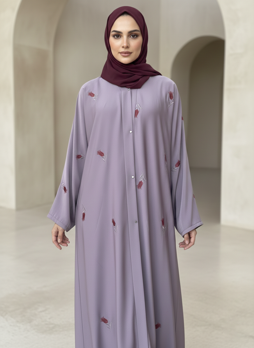 The Lylia Tulip Embroidered Abaya