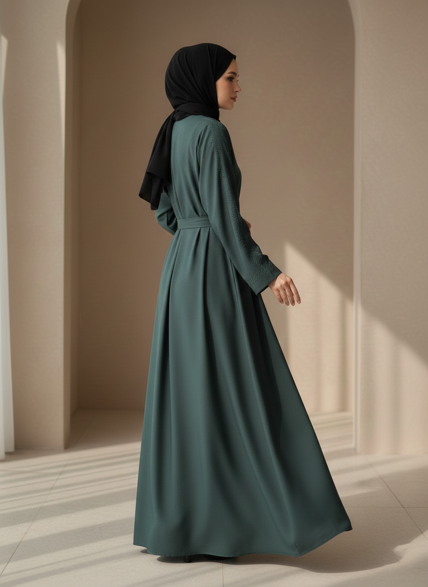The Emerald Noor Embellished Abaya  + Hijab