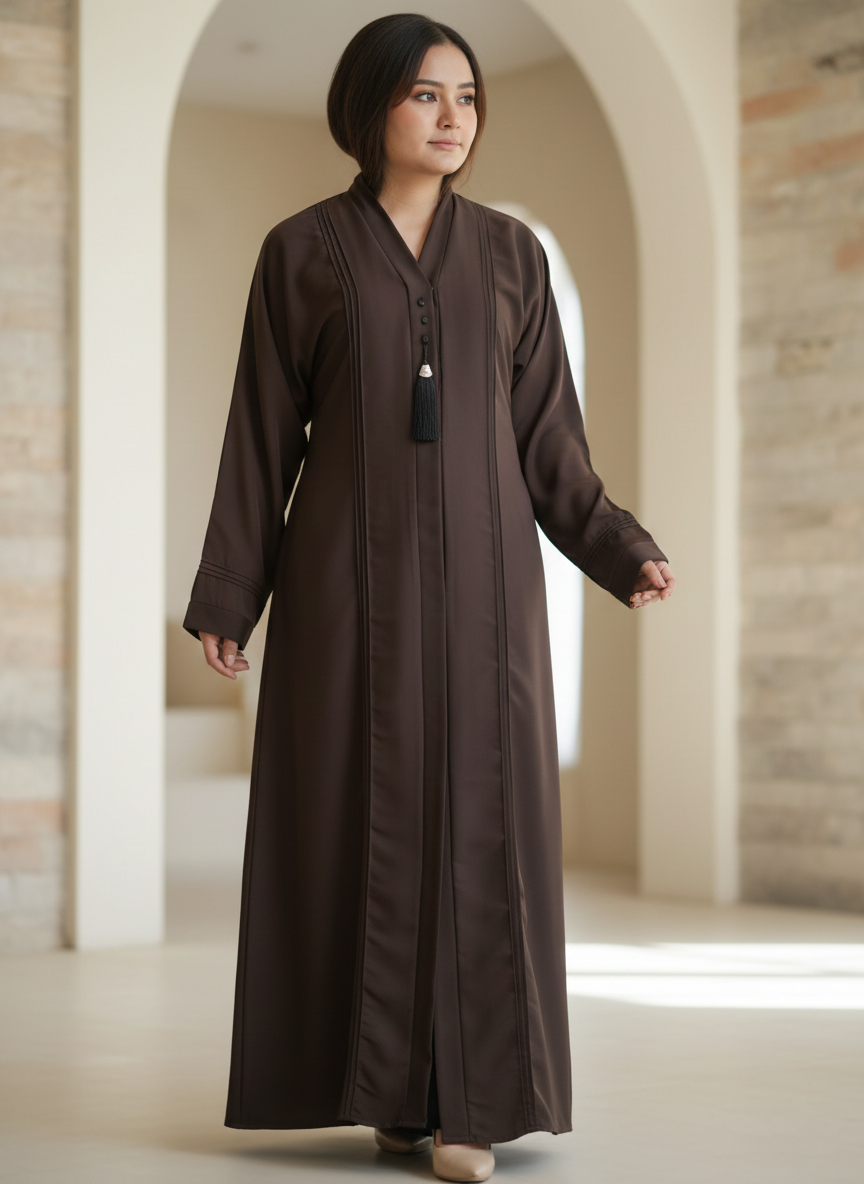 The Espresso Tassel Pleated Abaya