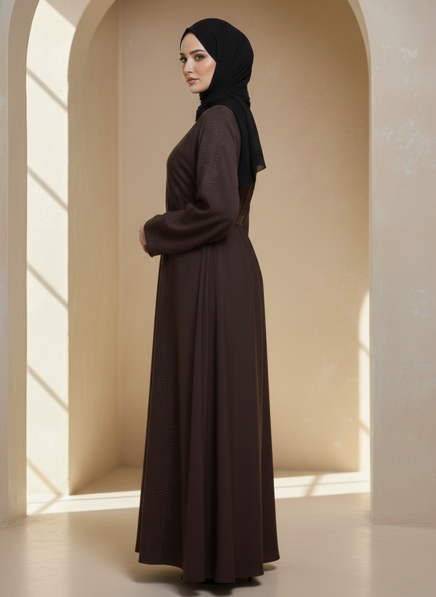 The Zofia Noir Scroll Embroidered Abaya + Hijab