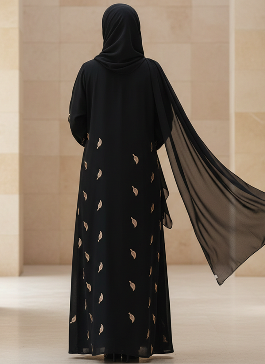 The Foliage Leaf Embroidered Abaya