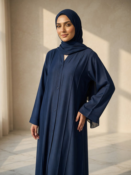 The Azure Pleat Heritage Abaya + Hijab