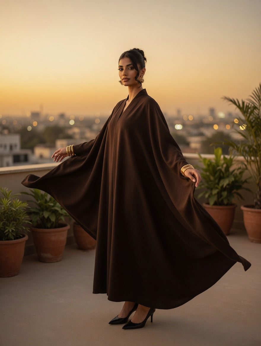 The Espresso Noir Batwing Kaftan Abaya
