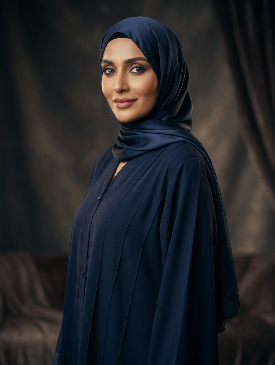 The Azure Pleat Heritage Abaya + Hijab