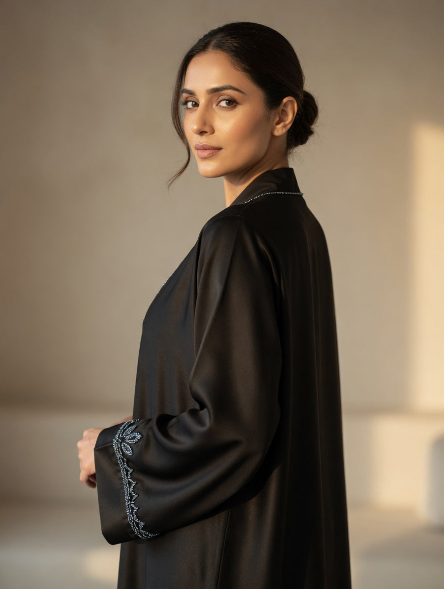 The Lyla Midnight Beaded Abaya + Hijab