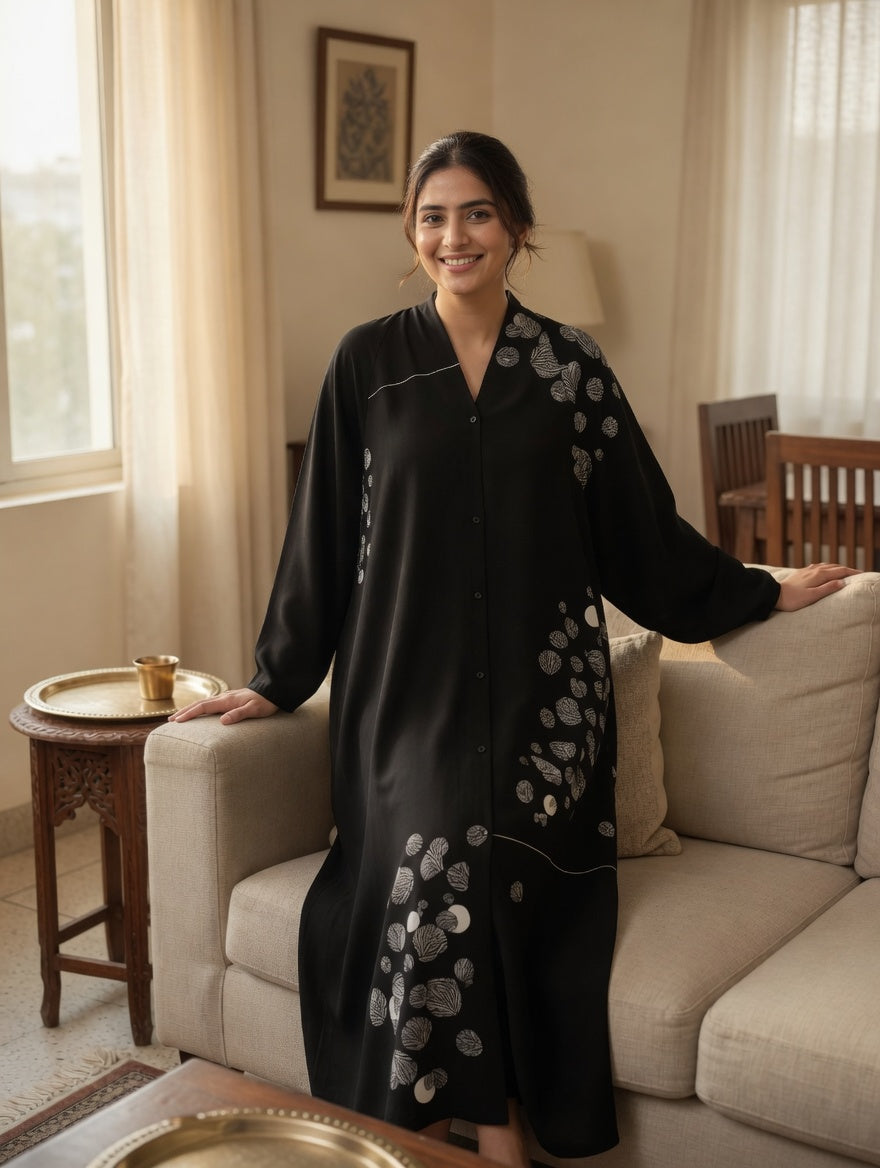 The Lunar Leaf Embroidered Abaya