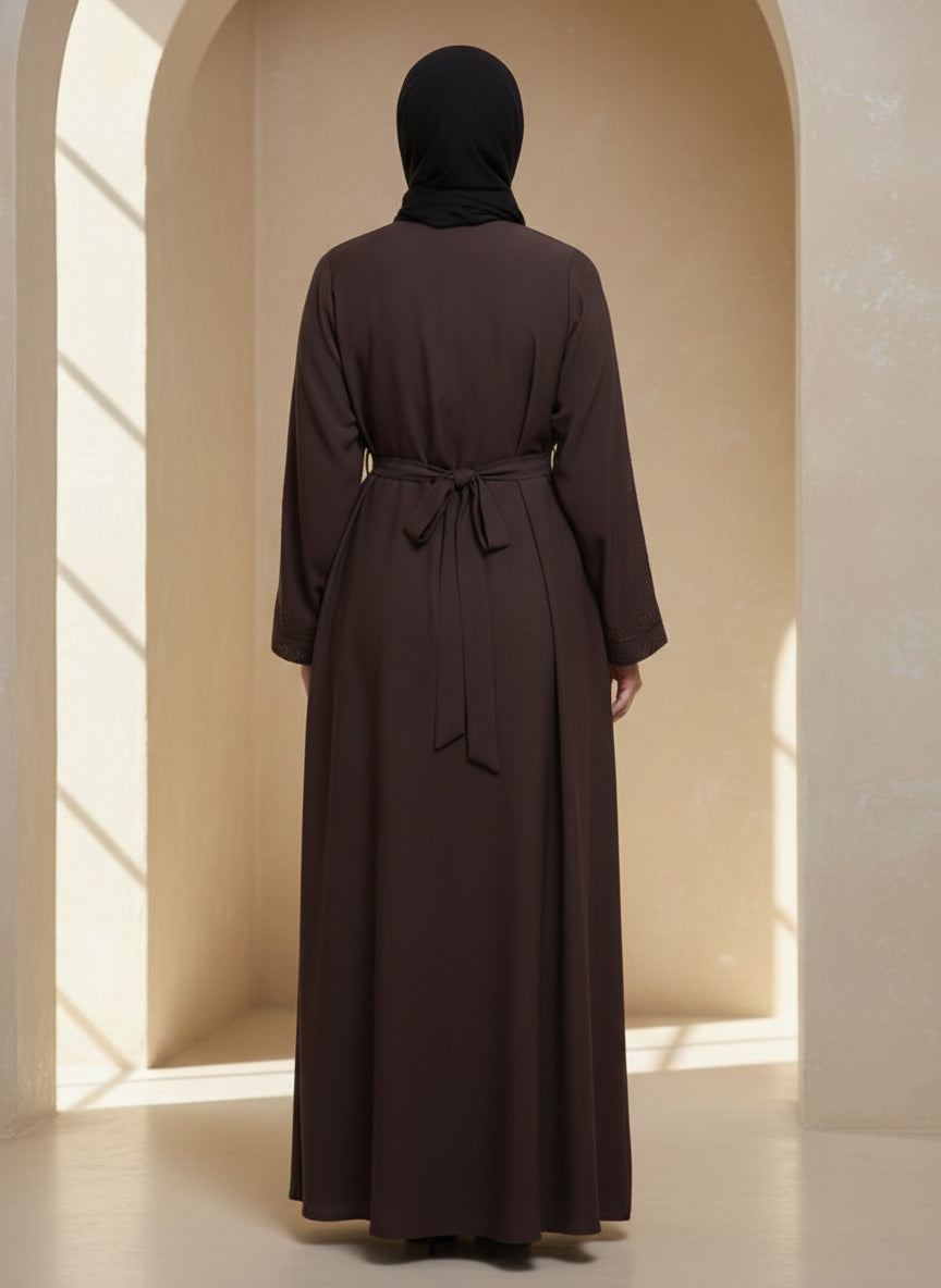 The Zofia Noir Scroll Embroidered Abaya + Hijab