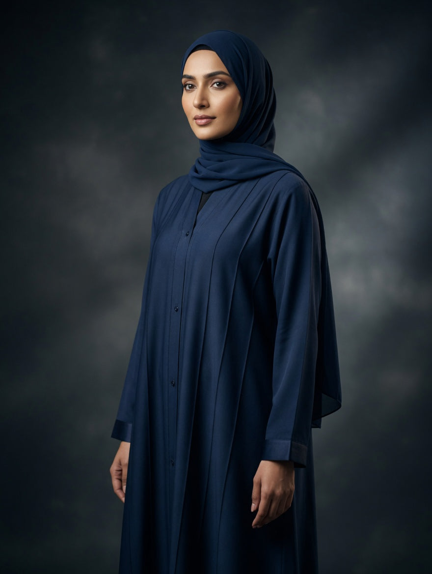 The Azure Pleat Heritage Abaya + Hijab