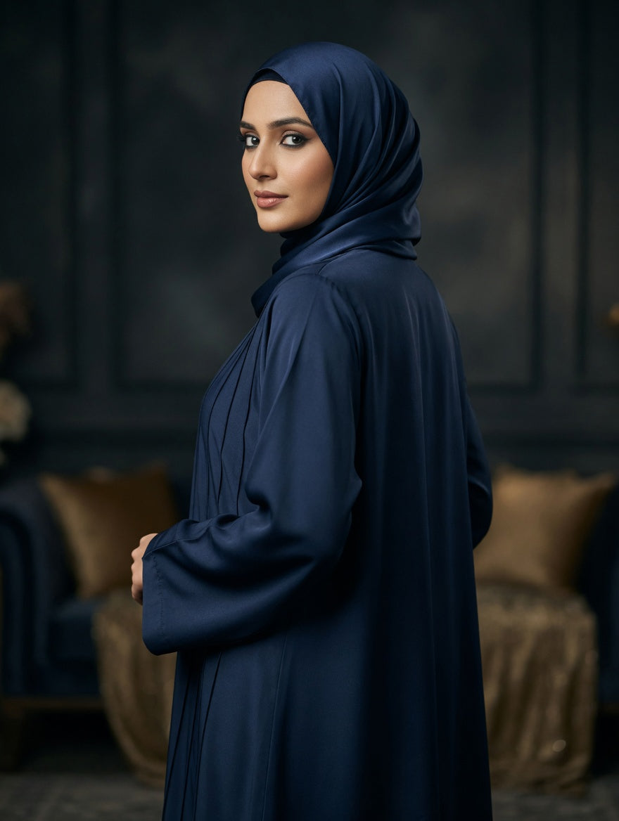 The Azure Pleat Heritage Abaya + Hijab
