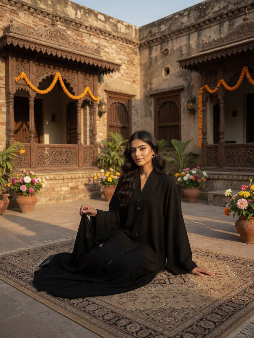 The Noir Diamond Crepe Abaya