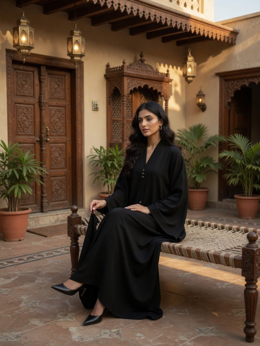The Noir Diamond Crepe Abaya
