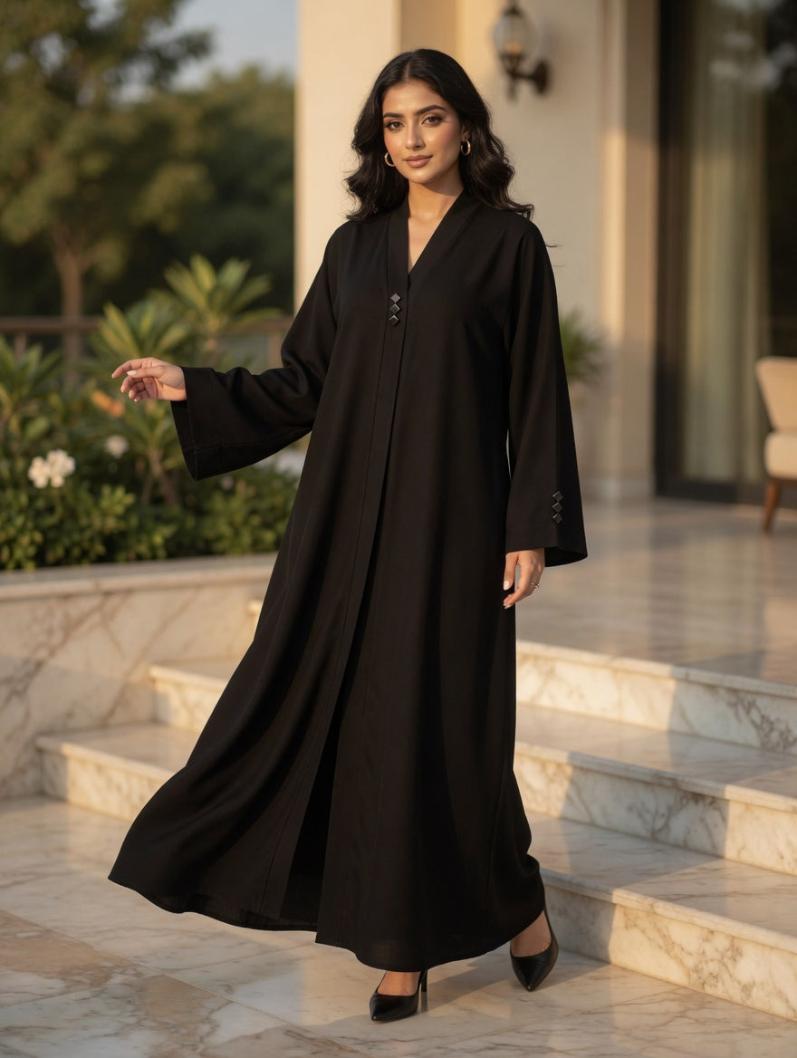 The Noir Diamond Crepe Abaya