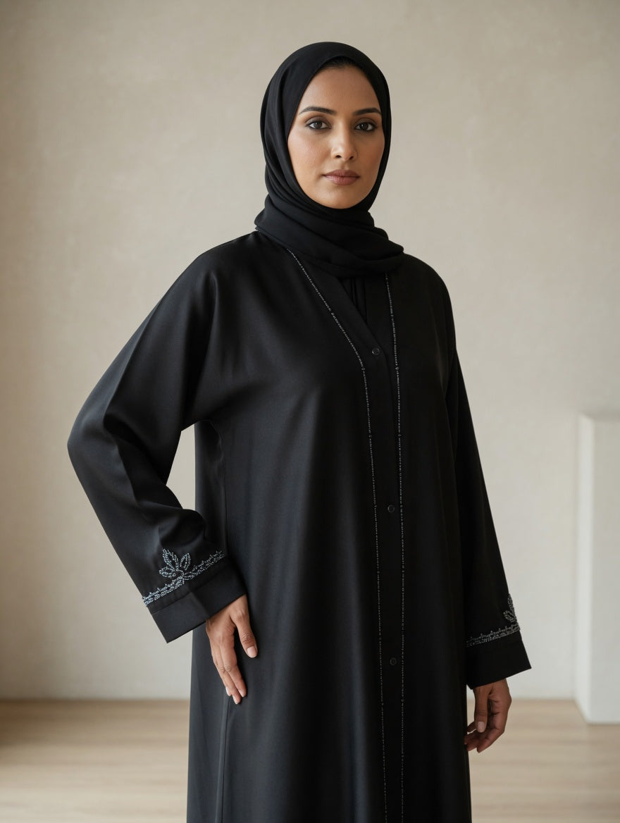 The Lyla Midnight Beaded Abaya + Hijab