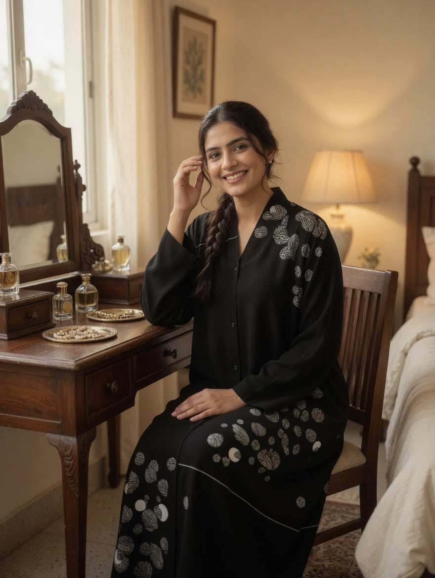 The Lunar Leaf Embroidered Abaya