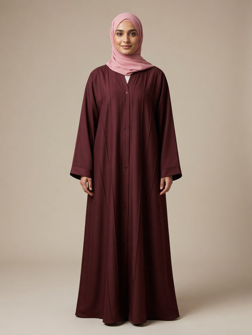 The Amara Pleated Mulberry Abaya + Hijab