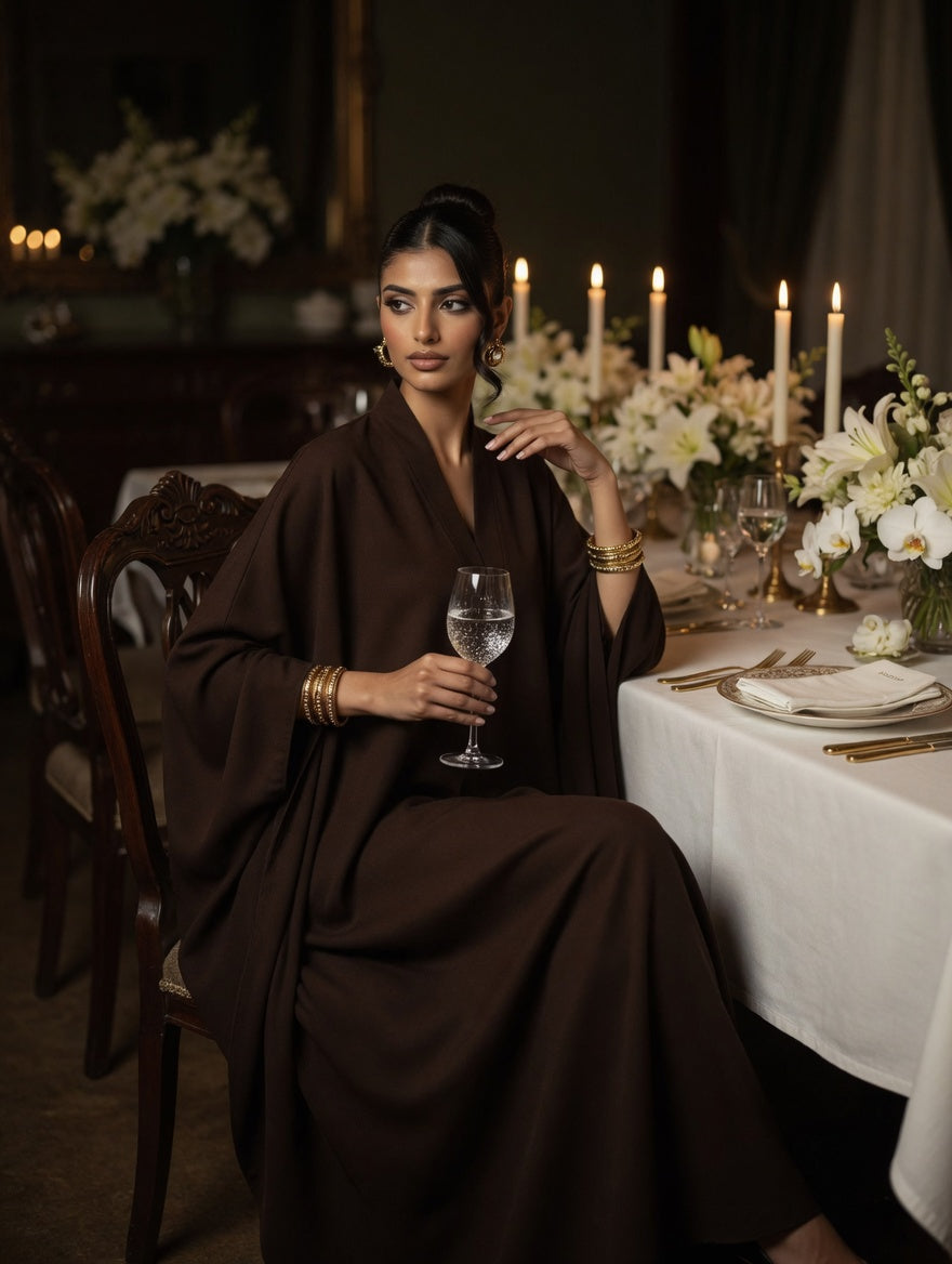 The Espresso Noir Batwing Kaftan Abaya
