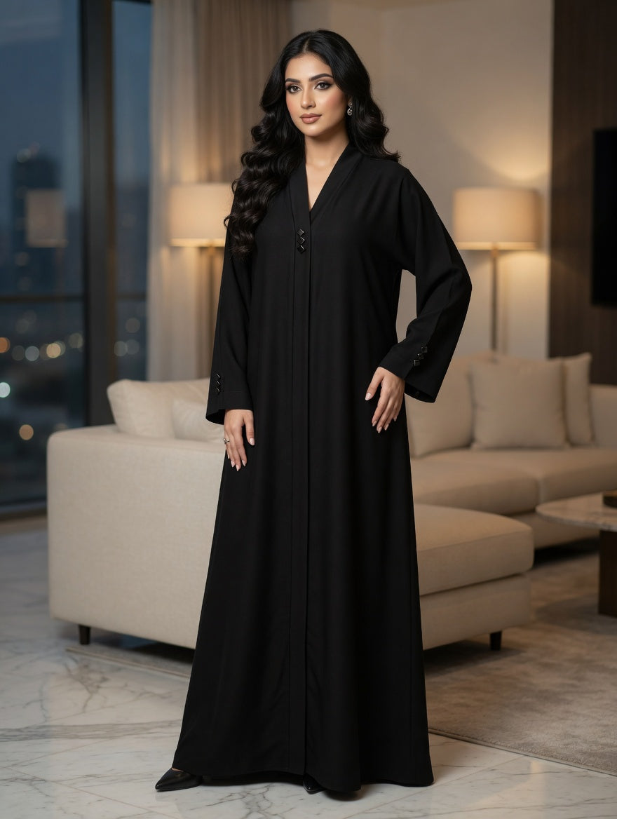 The Noir Diamond Crepe Abaya
