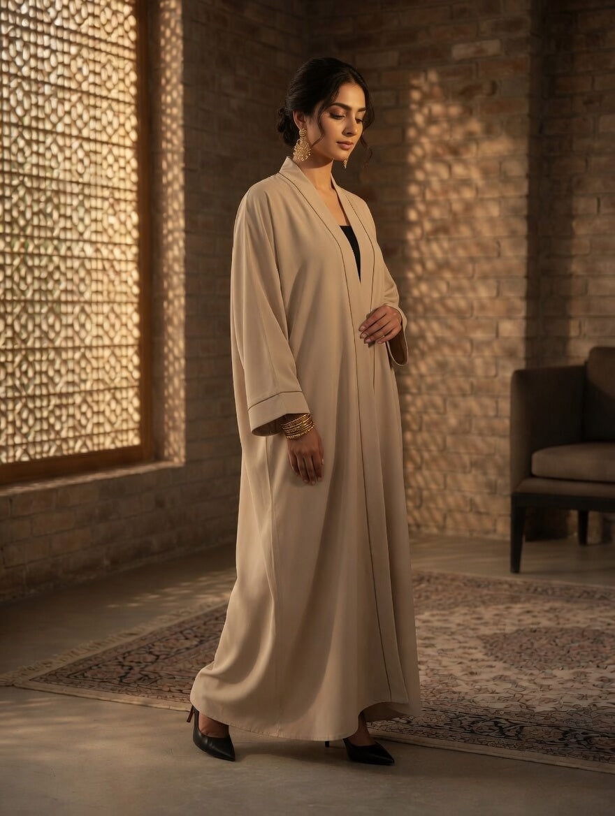 The Sahara Sand Suede-Touch Abaya